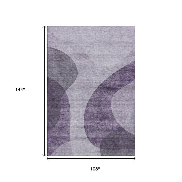 HomeRoots 9' X 12' Purple and Ivory Geometric Area Rug - Washable, Stain Resistant, UV Protected for Homes 654849