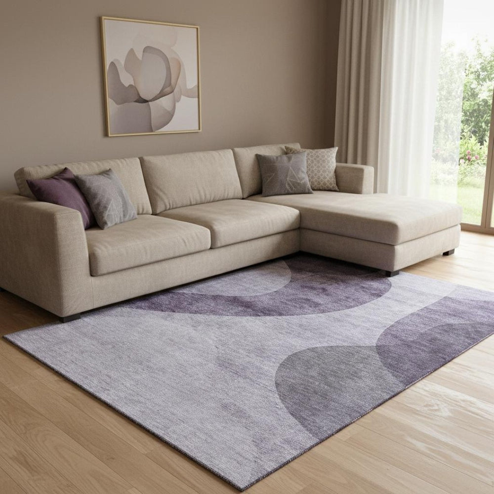 HomeRoots 9' X 12' Purple and Ivory Geometric Area Rug - Washable, Stain Resistant, UV Protected for Homes 654849