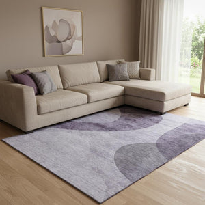 HomeRoots 9' X 12' Purple and Ivory Geometric Area Rug - Washable, Stain Resistant, UV Protected for Homes 654849