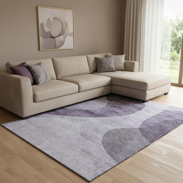 HomeRoots 9' X 12' Purple and Ivory Geometric Area Rug - Washable, Stain Resistant, UV Protected for Homes 654849