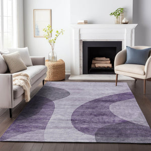 HomeRoots 9' X 12' Purple and Ivory Geometric Area Rug - Washable, Stain Resistant, UV Protected for Homes 654849