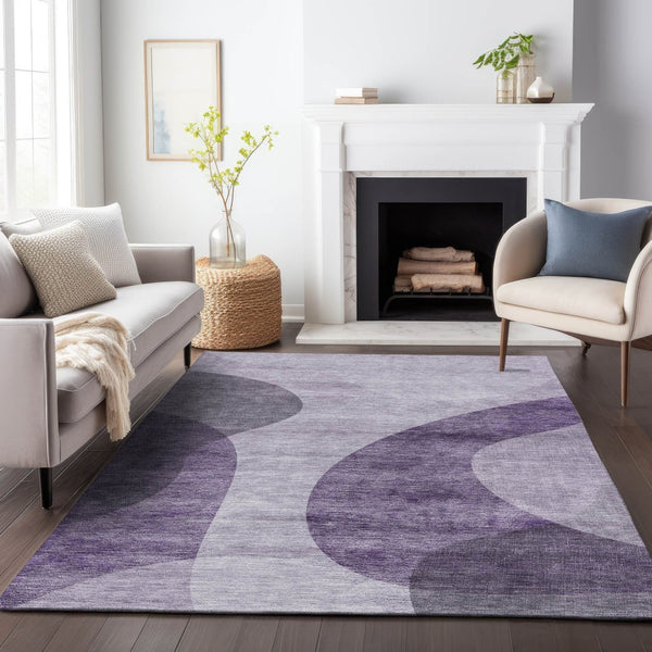 HomeRoots 9' X 12' Purple and Ivory Geometric Area Rug - Washable, Stain Resistant, UV Protected for Homes 654849