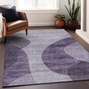 HomeRoots 9' X 12' Purple and Ivory Geometric Area Rug - Washable, Stain Resistant, UV Protected for Homes 654849