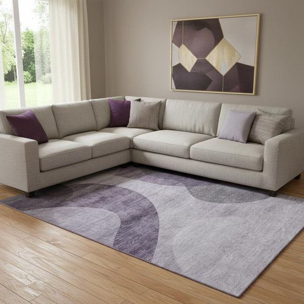 HomeRoots 10' X 14' Purple And Ivory Geometric Area Rug - Washable, UV-Protected, Durable & Stylish for Any Room 654850