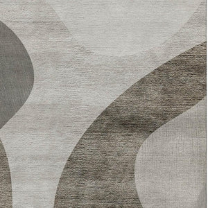 HomeRoots 8' X 10' Modern Taupe & Beige Geometric Washable Area Rug with UV Protection for Busy Homes 654854