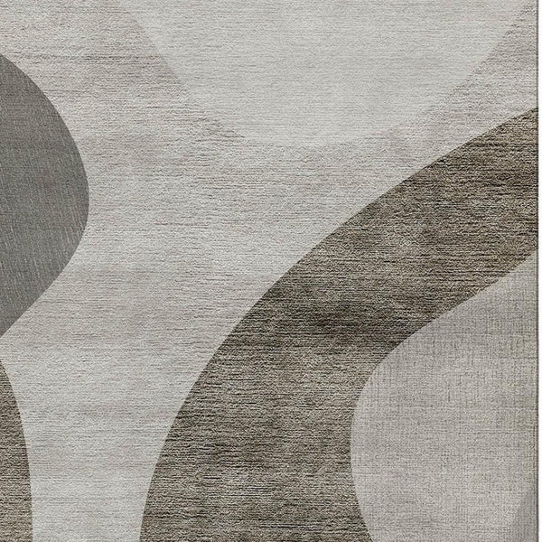 HomeRoots 8' X 10' Modern Taupe & Beige Geometric Washable Area Rug with UV Protection for Busy Homes 654854