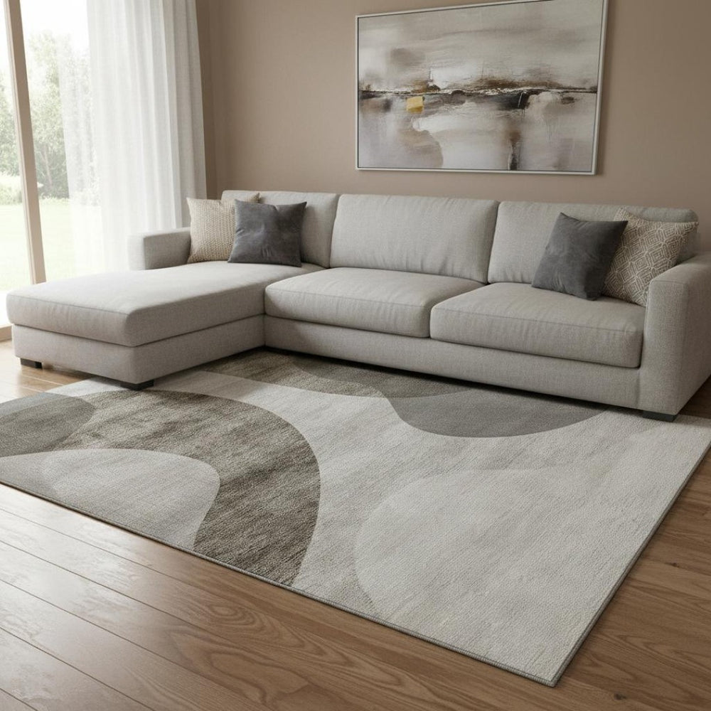 HomeRoots 9' X 12' Taupe and Beige Geometric Area Rug – Washable, UV-Protected, Durable, Perfect for Any Room! 654855