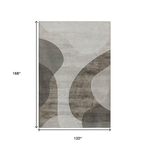 HomeRoots 10' X 14' Taupe & Beige Geometric Area Rug - Washable, UV Protected, Ideal for Family Living Spaces 654856