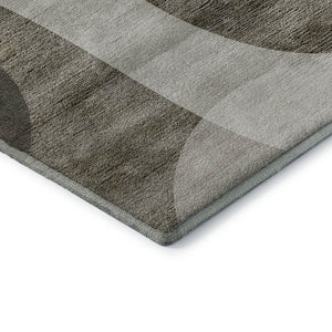 HomeRoots 10' X 14' Taupe & Beige Geometric Area Rug - Washable, UV Protected, Ideal for Family Living Spaces 654856