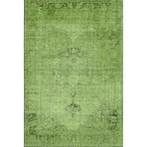 HomeRoots 5' X 8' Artichoke Green & Gray Oriental Area Rug - Washable, Stain Resistant & UV Protected Design 654858