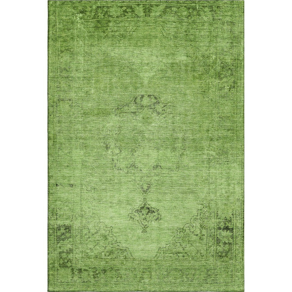 HomeRoots 5' X 8' Artichoke Green & Gray Oriental Area Rug - Washable, Stain Resistant & UV Protected Design 654858
