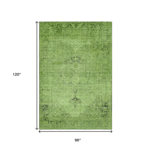 HomeRoots 8' X 10' Artichoke Green & Gray Oriental Area Rug - Washable, UV Protected, Perfect for Families! 654860