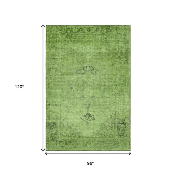 HomeRoots 8' X 10' Artichoke Green & Gray Oriental Area Rug - Washable, UV Protected, Perfect for Families! 654860