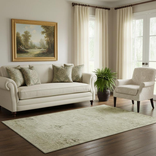 HomeRoots 5' X 8' Beige & Brown Oriental Area Rug – Washable, UV-Protected, Durable for Stylish Living Spaces! 654864