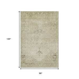 HomeRoots 8' X 10' Beige & Brown Oriental Area Rug – Durable, Washable, UV Protected for Stylish Home Décor 654866