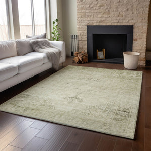 HomeRoots 9' X 12' Beige and Brown Oriental Area Rug - Stylish, Washable, UV Protected, Stain Resistant Design 654867