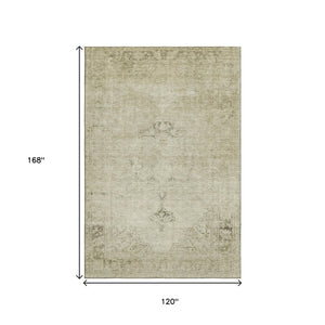 HomeRoots 10' X 14' Beige & Brown Oriental Area Rug – Durable, Washable, UV-Protected for Family Homes 654868