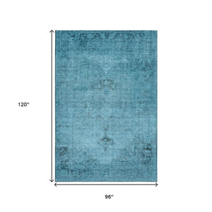 HomeRoots 8' X 10' Blue And Gray Washable Oriental Area Rug - Stain Resistant, UV Protected, and Timeless Style 654872