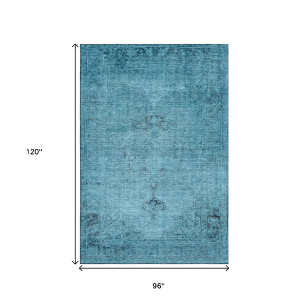 HomeRoots 8' X 10' Blue And Gray Washable Oriental Area Rug - Stain Resistant, UV Protected, and Timeless Style 654872