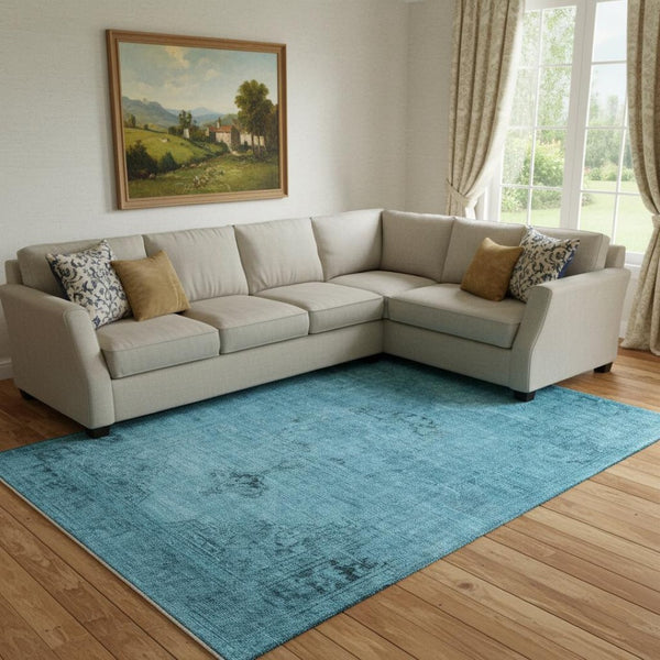 HomeRoots 8' X 10' Blue And Gray Washable Oriental Area Rug - Stain Resistant, UV Protected, and Timeless Style 654872