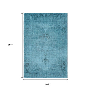 HomeRoots 9' Blue and Gray Oriental Area Rug - Washable, UV-Protected, and Perfect for High-Traffic Spaces! 654873