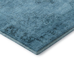 HomeRoots 9' Blue and Gray Oriental Area Rug - Washable, UV-Protected, and Perfect for High-Traffic Spaces! 654873
