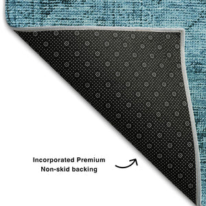 HomeRoots 10' Blue and Gray Oriental Area Rug – Washable, UV Protected, Stain Resistant for Family Living Spaces 654874