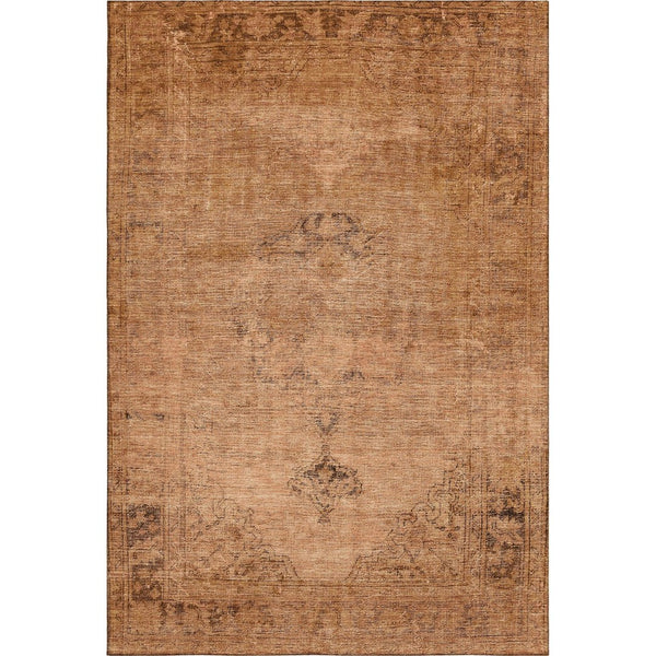 HomeRoots 9' X 12' Copper and Brown Oriental Washable Area Rug – Stain Resistant, UV Protected & Stylish 654879