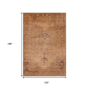 HomeRoots 10' X 14' Copper and Brown Oriental Area Rug - Washable, UV-Protected, Stain-Resistant, Durable Design 654880