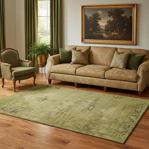HomeRoots 5' X 8' Gold and Wheat Oriental Area Rug - Durable, Washable, Stain-Resistant with UV Protection! 654882