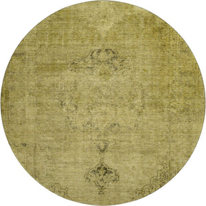 HomeRoots 8' Gold and Wheat Oriental Round Rug - Washable, UV Protected, Stylish & Durable for Any Space 654883