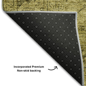 HomeRoots 8' Gold and Wheat Oriental Round Rug - Washable, UV Protected, Stylish & Durable for Any Space 654883