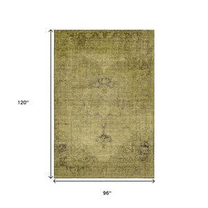 HomeRoots 8' X 10' Gold & Wheat Oriental Washable Area Rug - Stain Resistant, UV Protected, Ideal for Homes 654884