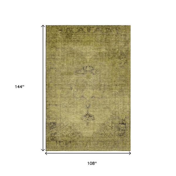 HomeRoots 9' X 12' Gold And Wheat Oriental Area Rug - Durable, Washable, UV-Protected for Busy Homes 654885