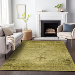 HomeRoots 9' X 12' Gold And Wheat Oriental Area Rug - Durable, Washable, UV-Protected for Busy Homes 654885