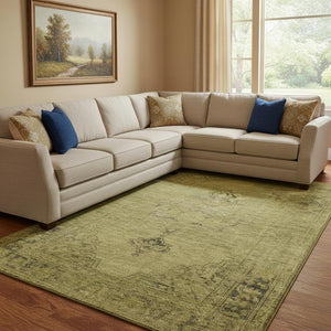 HomeRoots 9' X 12' Gold And Wheat Oriental Area Rug - Durable, Washable, UV-Protected for Busy Homes 654885