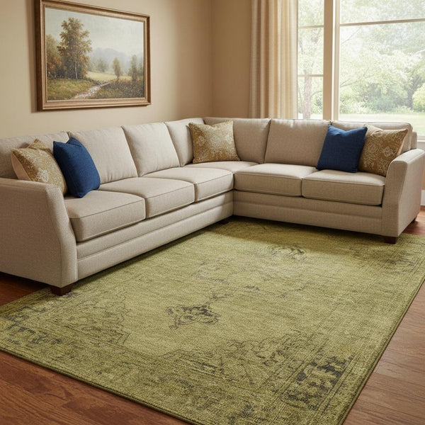 HomeRoots 9' X 12' Gold And Wheat Oriental Area Rug - Durable, Washable, UV-Protected for Busy Homes 654885