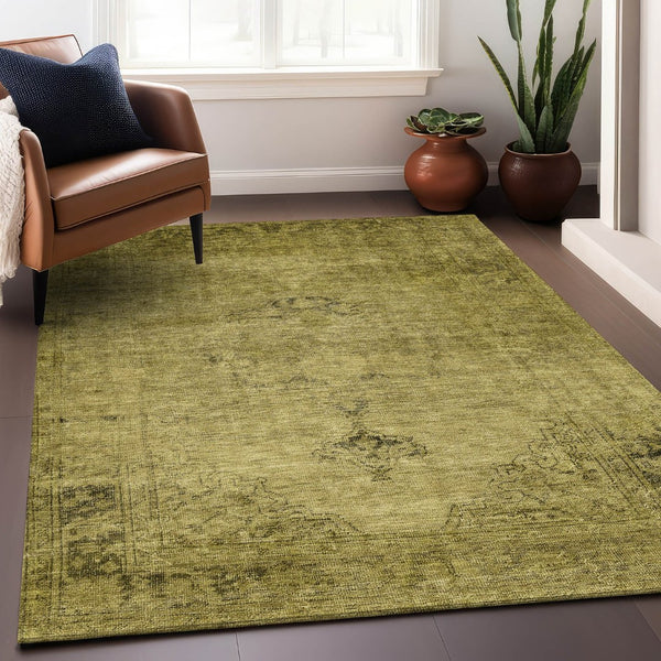 HomeRoots 9' X 12' Gold And Wheat Oriental Area Rug - Durable, Washable, UV-Protected for Busy Homes 654885