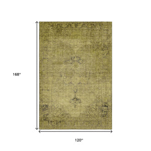 HomeRoots 10' X 14' Gold and Wheat Oriental Area Rug - Washable, UV-Protected, Stylish & Stain-Resistant Decor 654886