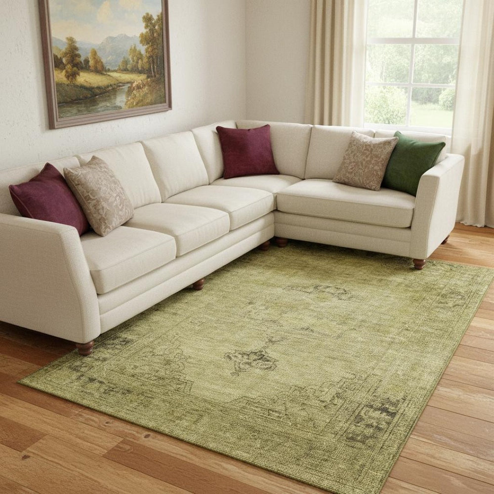 HomeRoots 10' X 14' Gold and Wheat Oriental Area Rug - Washable, UV-Protected, Stylish & Stain-Resistant Decor 654886