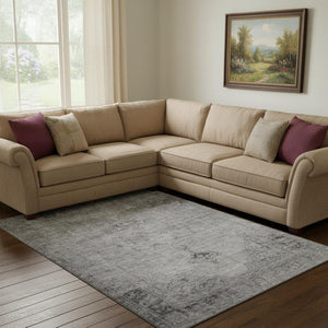 HomeRoots 8' X 10' Gray And Ivory Oriental Area Rug – Stain Resistant, UV Protected, Perfect for Every Space 654890