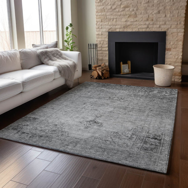 HomeRoots 8' X 10' Gray And Ivory Oriental Area Rug – Stain Resistant, UV Protected, Perfect for Every Space 654890
