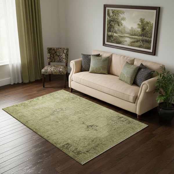 HomeRoots 5' X 8' Khaki and Taupe Oriental Area Rug – Washable, UV-Protected, Perfect for Family Spaces! 654894
