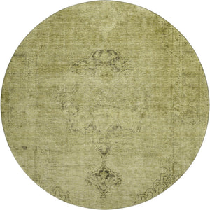 HomeRoots 8' Khaki and Taupe Oriental Round Rug - Washable, UV-Protected, Durable for Homes with Kids & Pets 654895