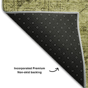 HomeRoots 8' Khaki and Taupe Oriental Round Rug - Washable, UV-Protected, Durable for Homes with Kids & Pets 654895