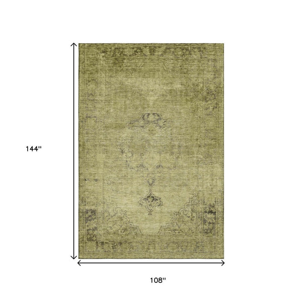 HomeRoots 9' X 12' Khaki & Taupe Washable Oriental Area Rug with UV Protection - Durable, Stylish & Easy Care! 654897