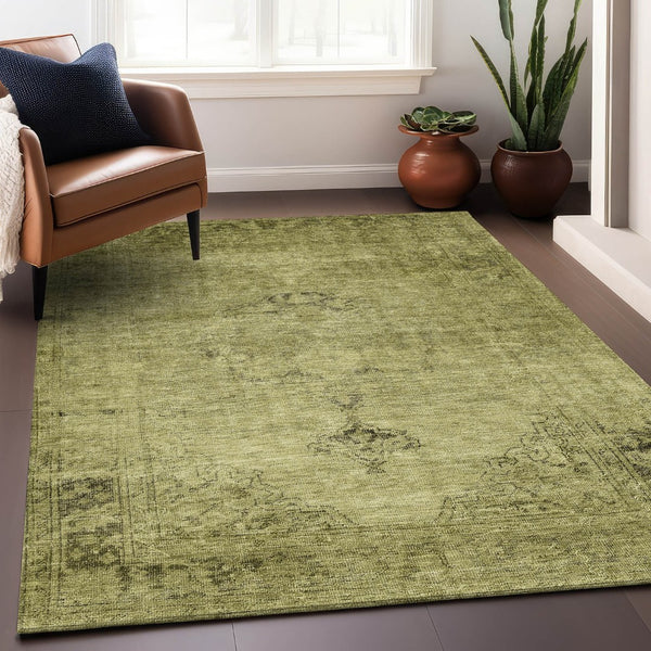 HomeRoots 9' X 12' Khaki & Taupe Washable Oriental Area Rug with UV Protection - Durable, Stylish & Easy Care! 654897