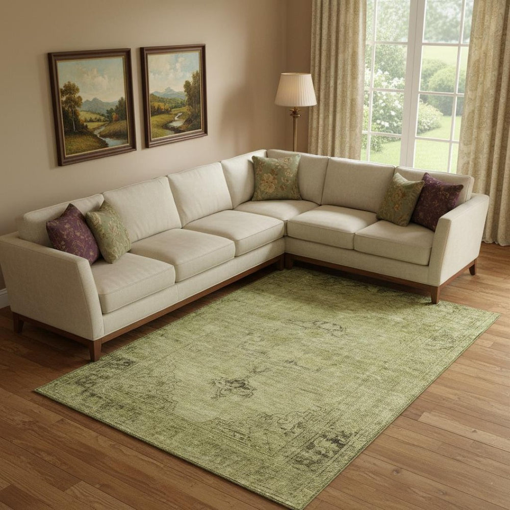 HomeRoots 10' X 14' Khaki & Taupe Oriental Washable Area Rug - Stain Resistant, UV Protected & Durable Design 654898