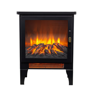 English Elm 18 Inch Freestanding Electric Fireplace Stove with 3d Led Flame and Matte Black Finish W1769P345279