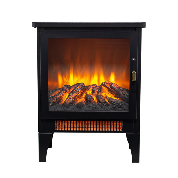 English Elm 18 Inch Freestanding Electric Fireplace Stove with 3d Led Flame and Matte Black Finish W1769P345279